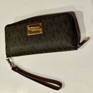 Michael Kors Brown Wristlet Wallet
